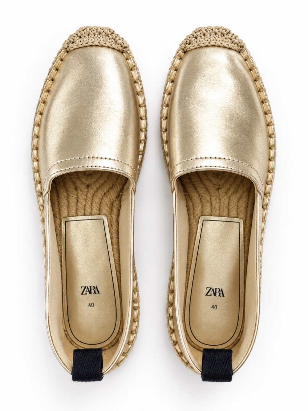 NEW Zara metallic gold shoes espadrilles 40/9 contemporary school capsule